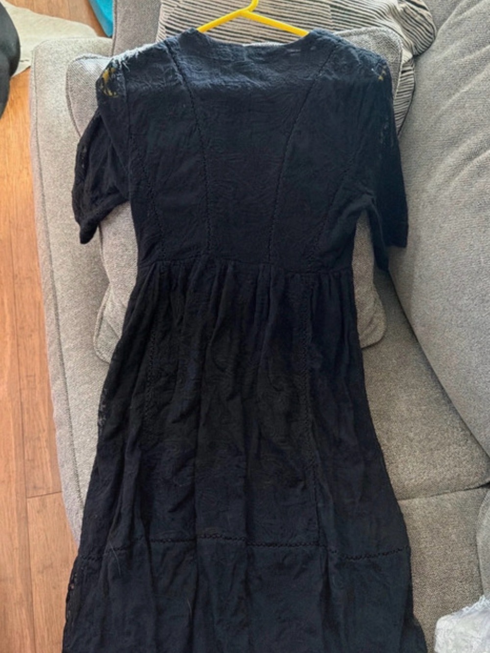 Free People Black V-Neck Lace-Trim Dress - Picture 2 of 4